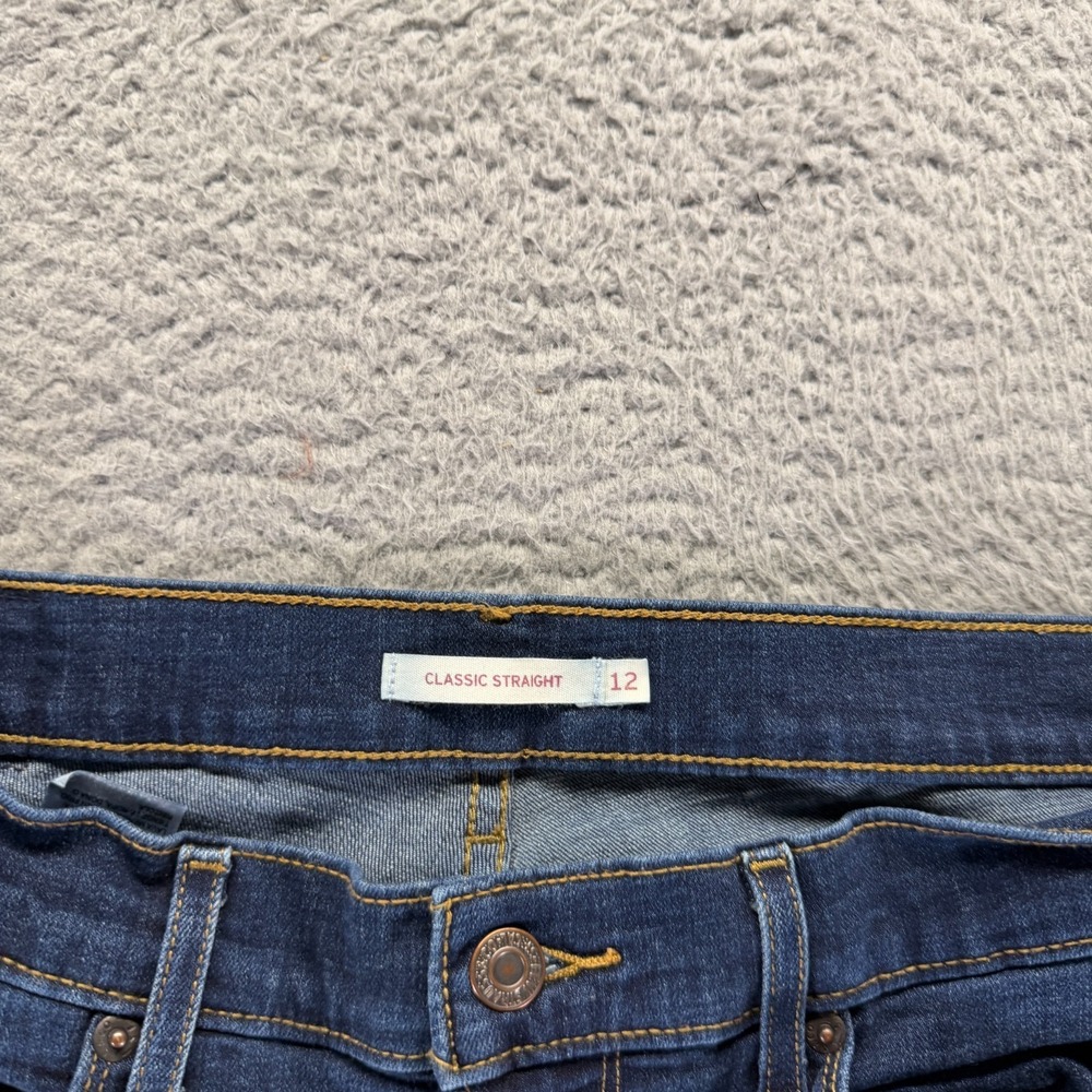Levi's Jeans Women's 12 Blue Cotton Denim Straight Leg Classic Workwear Stretch - Picture 3 of 12